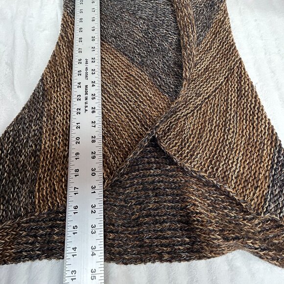 Inka Line Womens Knitted Brown Beige Sweater Vest Asymmetrical Hem Open Front - Picture 7 of 7